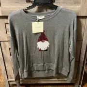 NWT CYNTHIA ROWLEY MEDIUM SEQUIN SANTA SUPER SOFT CHRISTMAS SWEATSHIRT
