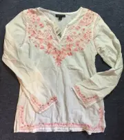 Pumpkin Patch White Embroidered Blouse Size 11