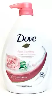 1 Bottle Dove 33.8 Oz Rose & Aloe Soothing Go Fresh Skin Prebiotic Body Wash