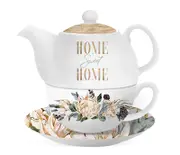 Floral Teapot White Protea Tea For One Cup and Saucer