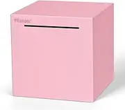 Piggy Bank for Adults Must Break to Open, Unbreakable Stainless Steel Money Saving Box (Pink, Palm Size)