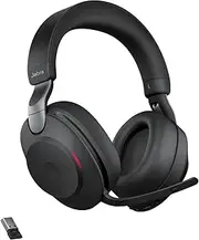 Jabra Evolve2 85 Wireless Stereo Headset Active Noise Cancelling USB A Booster UC Cert Over Ear Bluetooth Headphones with Boom Mic - Stunning Audio - ClearVoice for Crystal Clear Calls 37hr Music Time