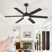 58 Inch Ceiling Fans with Lights and Remote, Black Indoor/Outdoor Ceiling Fan...