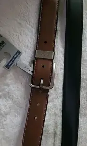 Kenneth Cole Techni Reaction Men's LEATHER Stretch Belt Blk/Brown Xl 42-44 NWT