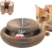 Cat Scratching Board Foldable, Magic Organ Cat Scratcher Board, Foldable Accordion Cat Toy with Ball, Durable Corrugated Cardboard Scratch Pad for Indoor Cats, Eco-Friendly Cat Toy