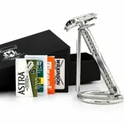 Safety Razor + Stainless Steel Stand Twist Open Butterfly Shaver Unisex