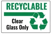 Recyclable Clear Glass Only Safety Sign Sticker Decal