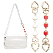 Bag Extender Chain, 2 Pcs Purse Strap Heart Shape Chain, White/Red