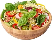 UKQRRTC Bamboo Fruit Bowl, Large Capacity Bamboo Salad Bowl, Reusable Mixing Bowls, Natural Salad Serving Bowl for Noodles Snacks Fruits Desserts (25CM)