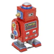(Red)Wind Up Robot Toy Hand Made Decorative Vintage Clockwork Robot Toy MN