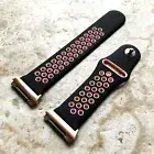 Black with Peach Smooth Rubber Silicone Sports Band Strap for Fitbit Ionic