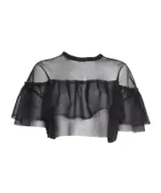 Philosophy Di Lorenzo Serafini Semi Sheer Crepe Cropped Top IT40,IT42 Black