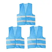 Reflective Mesh Design Security Vest Traffic Safety Sky-Blue Color 3pcs