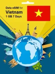 Vietnam Travel SIM Card DATA eSIM 1GB 7Days QR Code 1 Day Delivery