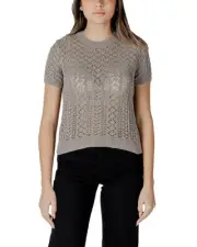 Only Plain Round Neck Short Sleeve T-shirt Women Brown Shirts