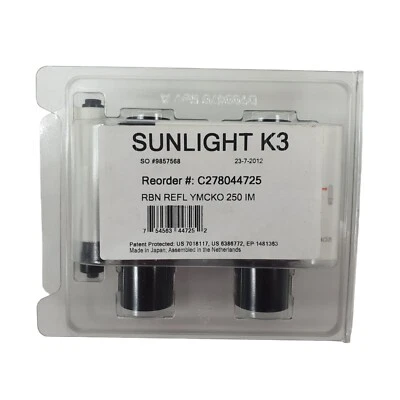 Sunlight K3 YMCKO Ribbon Refill For Card Printer Cartridge C278044725 250 Prints