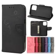 For iPhone 13 Pro Case,Vintage Butterflies PU Leather Wallet Cover,Stand,Black