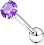 [Gnznzko] 14G Astm F136 Titanium Tongue Rings Shiny CZ Tongue Piercing Jewelry G23 Solid Titanium Internally Threaded 16MM Tongue Rings Piercing Barbell Jewelry for Women Men 14 Gauge