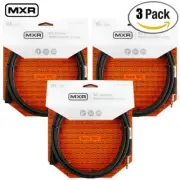 3-PACK MXR DCIST10R 10FT 1/4" TRS Male to Right Angle Stereo Instrument Cable