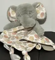 Mary Meyer Gray Elephant Plush Lovey Satin Blanket Jungle Knotted Kalahari 12"
