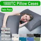 2 PCS 1800TC Pillow Cases Hotel Quality Pillowcase Standard European Queen King