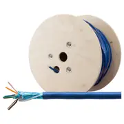 Doss F/UTP CAT6A Cable Shielded LAN Network Lead Reel Roll Solid Blue 305M