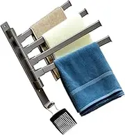 Swivel Towel Rack with 4-Arm Towel Hanger – Wall Mounted 180° Rotation Towel Bar Holder – Rustproof Bathroom Towel Rack for Convenient Storage and Organization