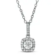 0.5 CT. T.W. Natural Diamond Cushion Frame Pendant in 14K White Gold