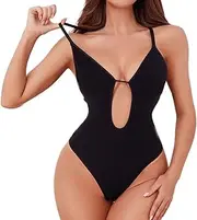 [Bobuco] Shapewear for Women Backless Bodysuits U Plunge Deep V Corset Tops Tummy Control Thongs for Party Wedding Dress