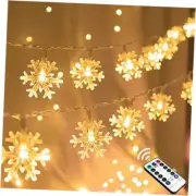 Christmas Snowflake String Lights, 20 FT 40 LED Battery Operated Warm White