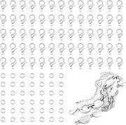 Lobster Claw Clasps, 300 Pcs 12mm Bracelet Closures with Jump Rings for Jewelry Making DIY Keychain Necklace by FENGWANGLI(Silver)