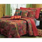 BEAUTIFUL TROPICAL VIBRANT RED BLUE AQUA PURPLE TEAL GREEN PALM LEAF QUILT SET