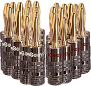 Goaycer Speaker Connector Banana Plugs - 24K Gold Plated Brass 4mm Plug (12 Pairs/24 pcs)
