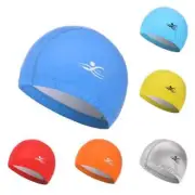 Swimming Cap Adult PU Waterproof Swim Pool Cap Solid Color Elastic Protect Ears