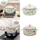 Enamel Cookware Warmer Binaural Handle with Lid Milk Sauce Hot Pot Sauce Pan