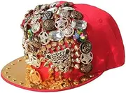 [HAMKVBPR] Baseball Cap Unisex Punk Baseball Cap Hip Hop Street Dance Hat Flat Cap Outdoor Sports Hat(Red)