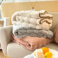 在飛比找Yahoo!奇摩拍賣優惠-床包秋冬季純色托斯卡長毛保暖絨毯雪貂絨簡約休閑蓋毯柔軟單雙人