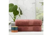 2pc Renee Taylor Stella Bath Sheet Towel 160cm Soft Bamboo Cotton 650 GSM Brick