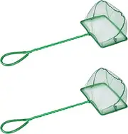 MSL HOMEJOY 2 Pieces Aquarium Net, Fish Net, Fine Mesh Fish Catch Nets, Tear-Resistant Nylon for Small Fish, with Plastic Handle, Green, 12 x 10.5 cm, S