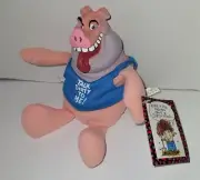 Vintage 1992 NEW Applause Rubber Face Plush Stuffed PIG "Talk Dirty to Me" NWT