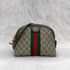 [二手] Gucci 499621老花PVC綠紅綠Ophidia GG貝殼包斜背包