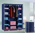 Large Storage Portable Bedroom Double Wardrobe Stable Easy Assemble Navy Blue