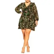 CITY CHIC Hailey Printed Long Sleeve Mini Dress NWT size XL/22