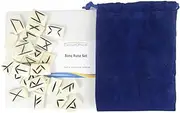 CircuitOffice Rune Set in White Canvas Bag for Divination and Oracle Reading, Handcrafted with Engraved Gold-Painted Lettering Bone