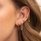 Piercing Earring Set · 4 Pieces Set · Daisy Flower Crystal Emerald Women Studs