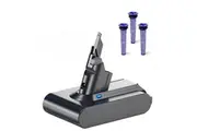 Replacement Battery and 3x Washable Pre Filter for Dyson V7 SV11 225403 229687 Animal Absolute Handheld Cordless Vacuum 968670-03 968670-02