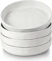 LIANYU Pasta Bowls Set of 4, 33oz Ceramic Salad Bowl Plates, Large Serving Bowl for Noodle, Soup, Fruit, Round Wavy Stoneware Dinner Bowls for Eating, Microwave & Dishwasher Safe, Speckled White