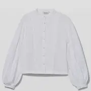 Club Monaco Linen Blouson Sleeve Shirt White - Small -NWT