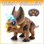 LED Remote Control Dinosaur Toy with Realistic Roar for Ages 3-7 - Triceratops