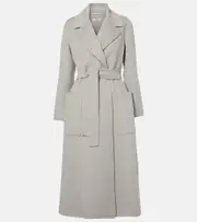['S Max Mara] 'S Max Mara Paolore virgin wool wrap coat UK 10 silver